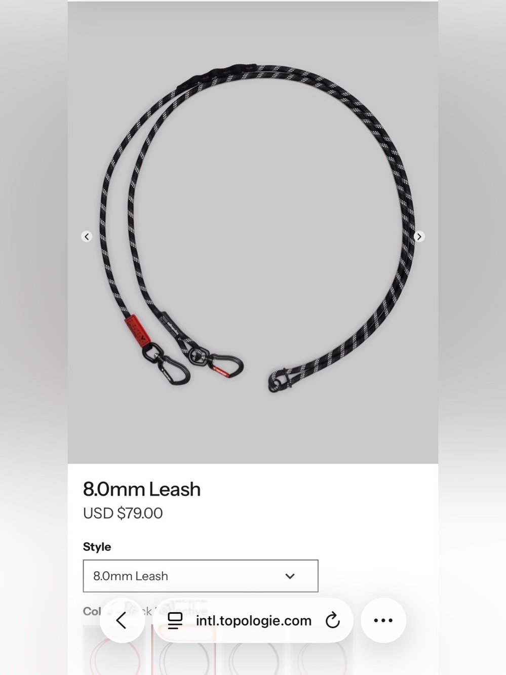 8.0mm Leash - Black Reflective
